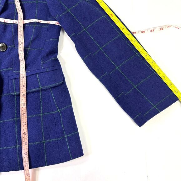 Madewell Women Size 8 Rosedale Blazer Fresh Blueberry Plaid Navy Blue Green - Picture 6 of 13
